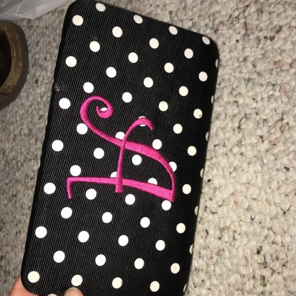 Black and White Polka Dot Initial A wallet - Picture 3 of 4